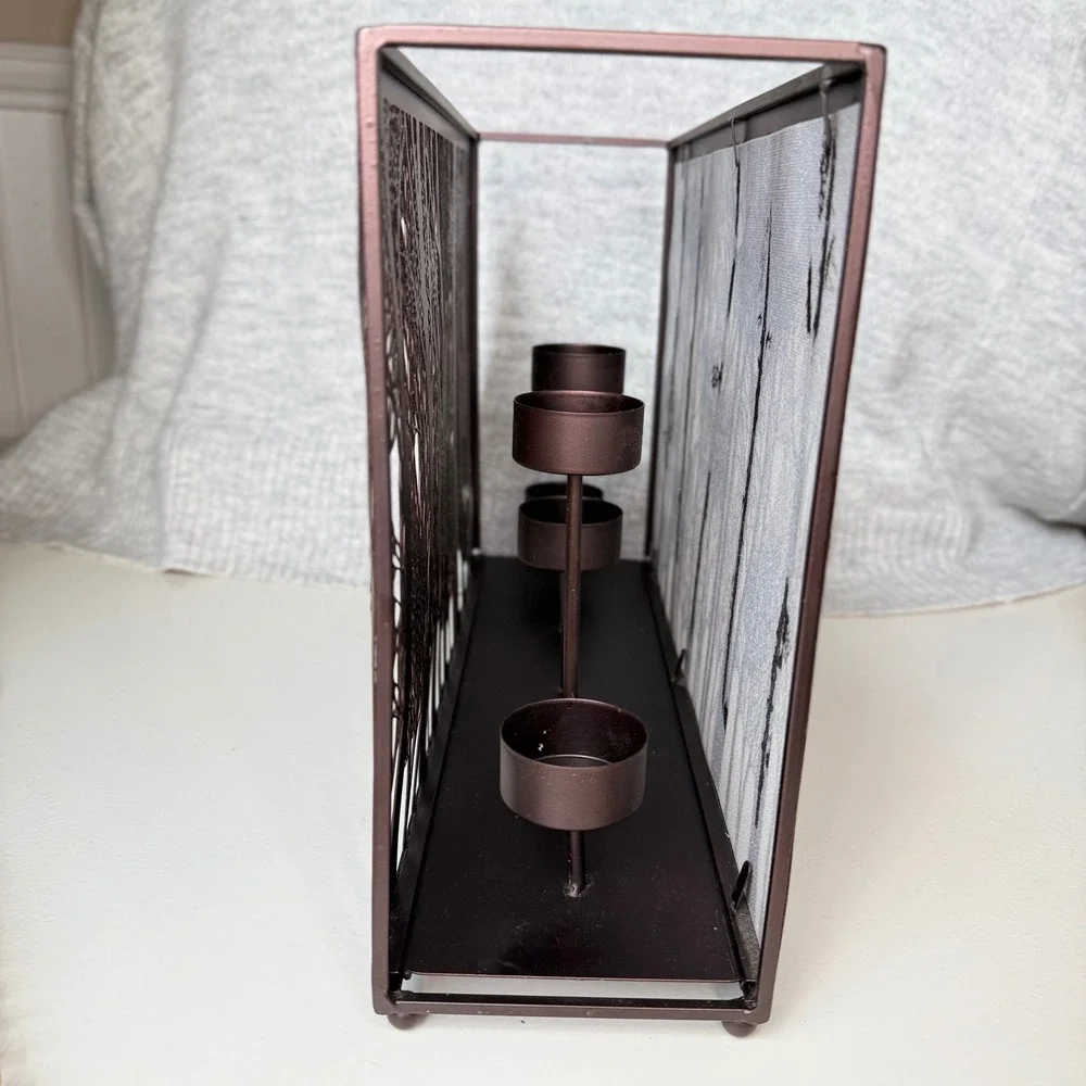 Yankee Candle Multi Forest Silhouette 5 Tea Light Holder Bronze Metal Brown Tree